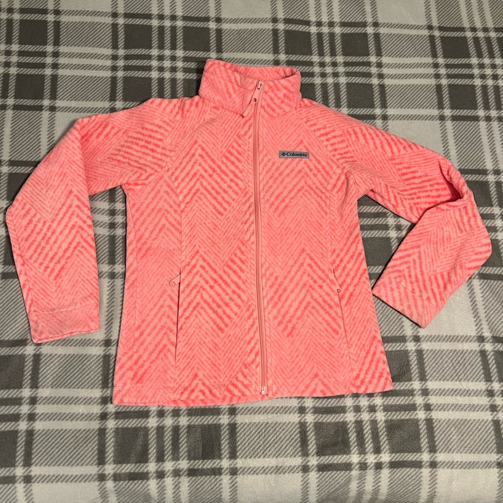Columbia Coral Chevron Fleece Jacket Girls Medium - Picture 2 of 13